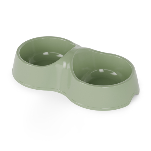Миска для кошек 0,2л двойная "Юта" оливковая (уп.34) М9049