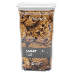 Контейнер для сыпучих продуктов "Смарт" 1,3л белый (уп.16) С414БЕЛ